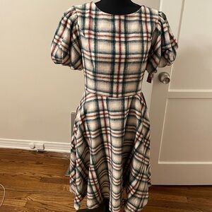 Plaid Puff Sleeve Dress